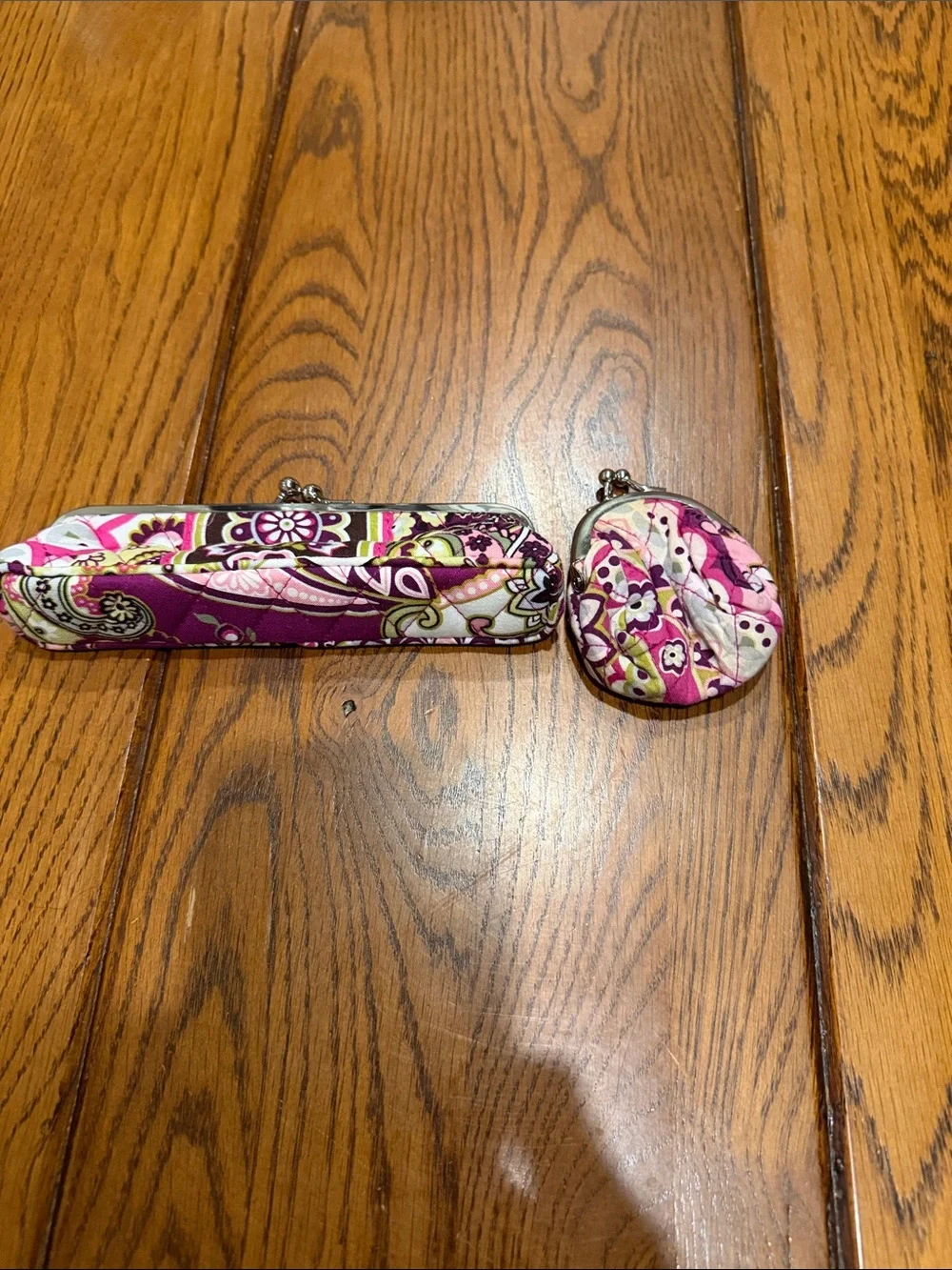 Vera Bradley Pink Paisley Quilted Coin Purse & Key/Card Holder Set